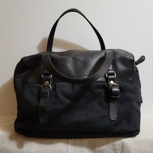 Gap Black Canvas Leather Satchel with Tan Canvas Lining